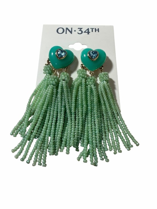 ON 34th Jewelry - ON 34th Green Heart Tassel Earrings